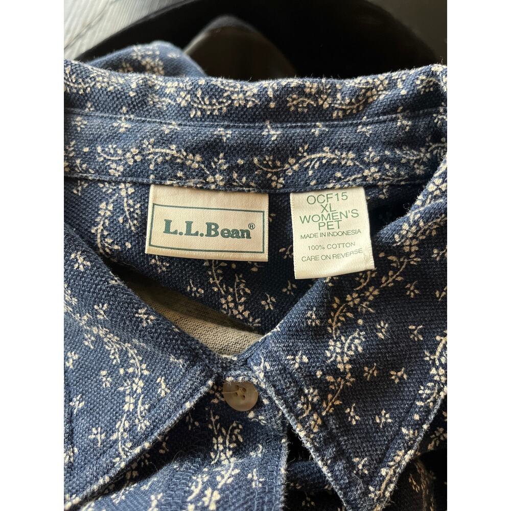 L.L.Bean Maxi Dress Blue and White Floral Button Front Cotton Size XL - Picture 6 of 6